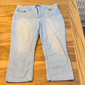 Lee Women's Light Blue Pinstripe Straight Leg Jeans